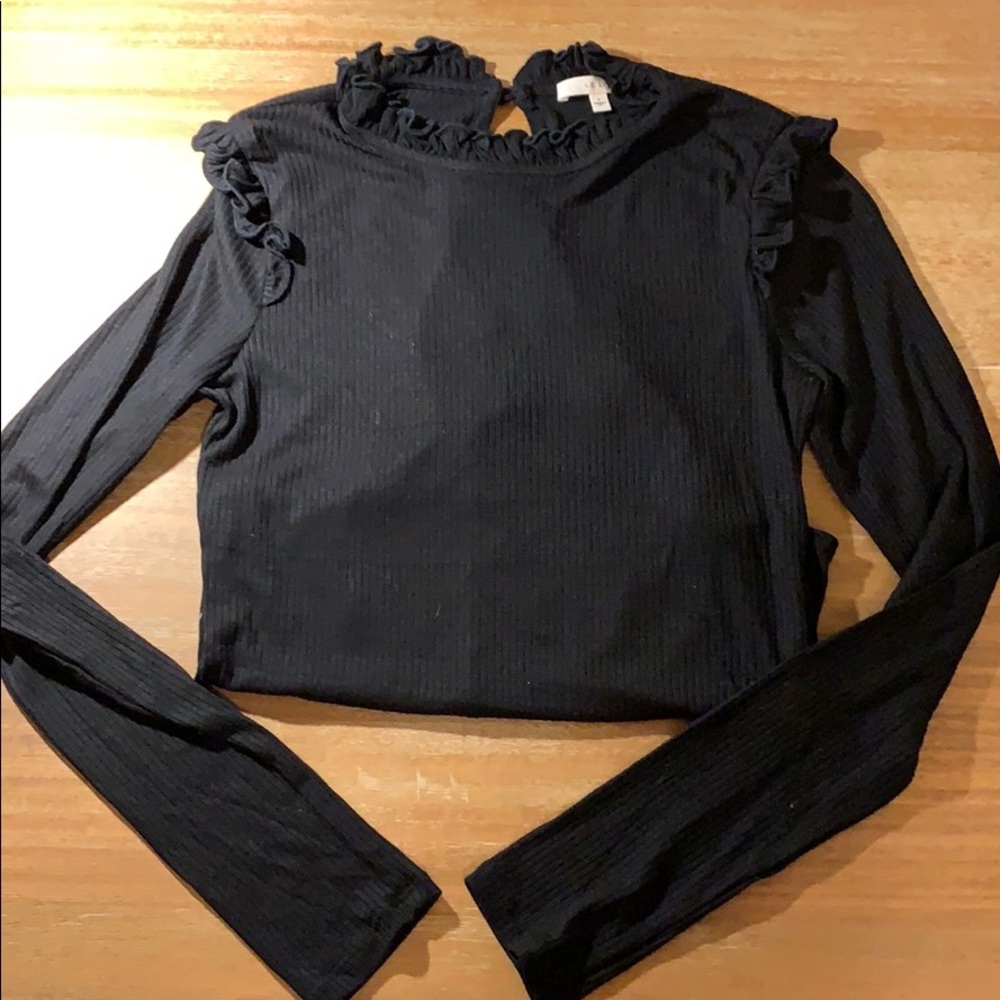 Black ruffled bodysuit